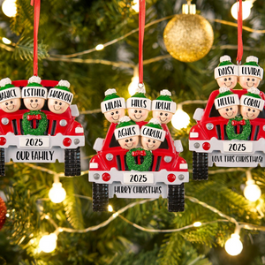 2025 Personalized Family 3D Car Christmas Ornament, Custom Christmas Gift, Christmas Tree Decor, Custom Resin Family Ornament, Xmas Car Ornament