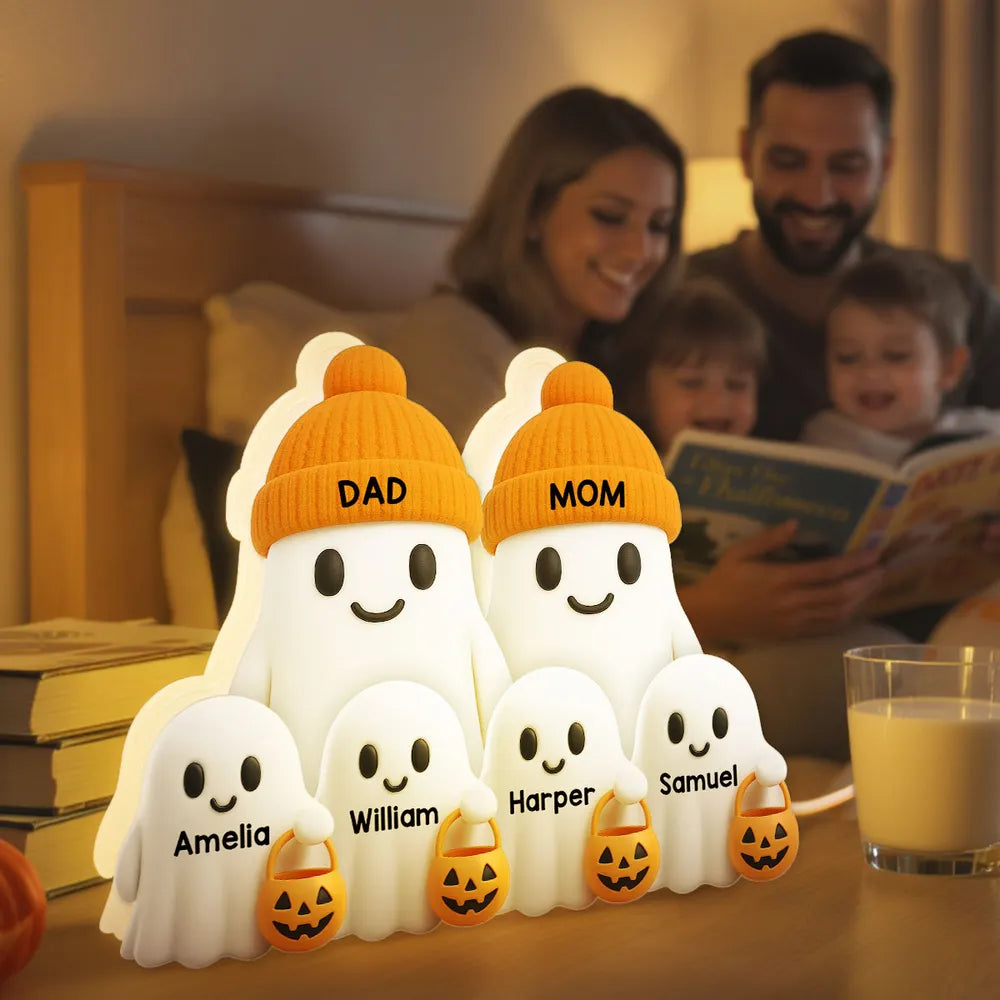 Family Boo Crew - Personalized Acrylic Light Box - Gift For Family, Halloween Decoration, Fall Season Gift