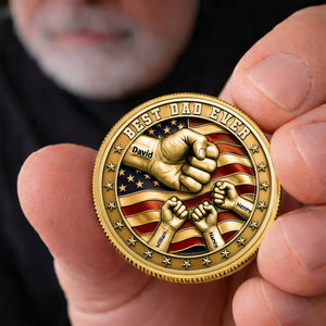 Best Dad Ever USA 250Th Anniversary - Personalized Metal Coin - Gift For Father, Patriotic Gift, Father's Day Gift