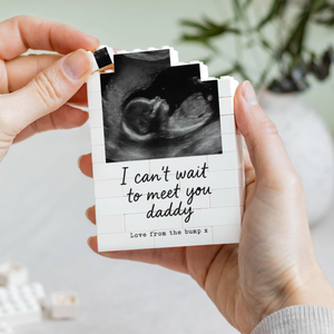 Daddy From The Bump Gift, I Cant Wait To Meet You Daddy Photo Block, New Dad Pregnancy Present, Fathers Day From Bump, Baby Scan Keepsake