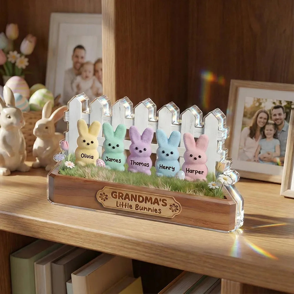 Happy Easter Grandma Little Bunnies - Personalized Acrylic Block - Easter Gift For Grandma, Easter Decoration