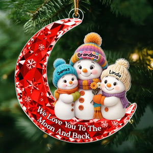 Love my Grandkid to the Moon and Back 3D Crystal Effect - Personalized Acrylic Ornament - Christmas Gift for Grandma, Grandkids