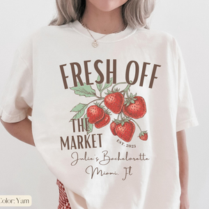 Fresh Off The Market Bachelorette Shirt, Summer Bachelorette Party Shirts, Shes Off the Market Shirts, Strawberry Bach Tee, Bach Party Tees