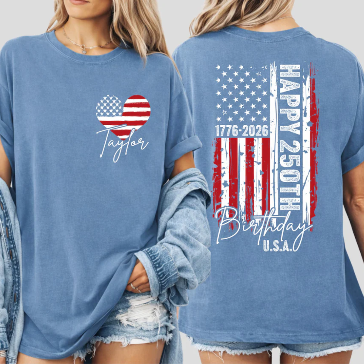 Custom USA 250th Birthday Shirt, 1776-2026 Independence Day Tee, Fourth of July Family Tees