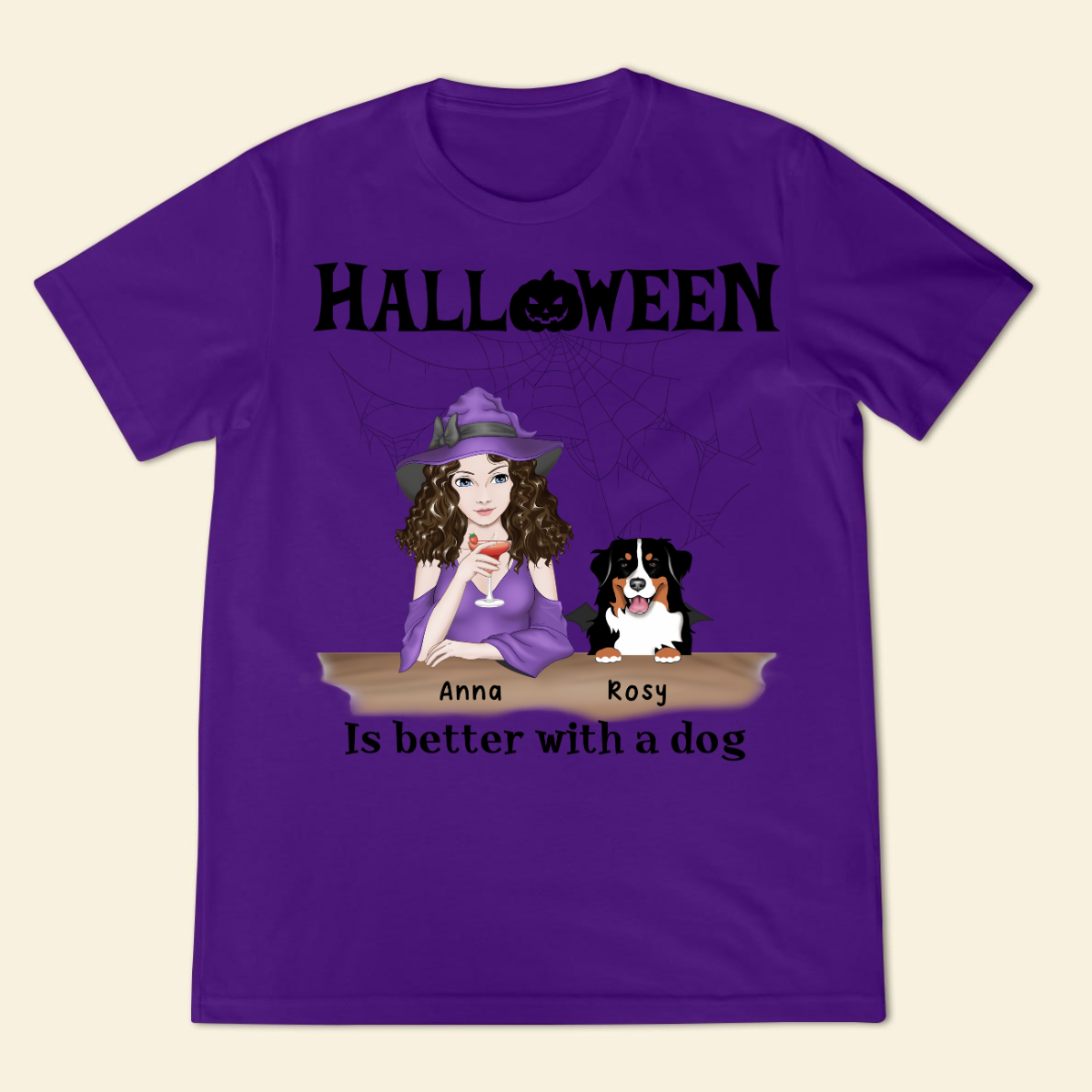Halloween Is Better With A Dog Personalized Dog Mom T-Shirt Halloween Custom Shirt Enjoy Halloween Night With Dog Gift For Dog Lovers