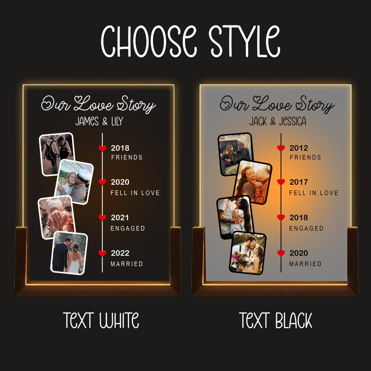 Personalized Our Love Story With Photo, Custom Couples Led Night Light, Valentines Day Gift For Him, Wedding Anniversary Gift