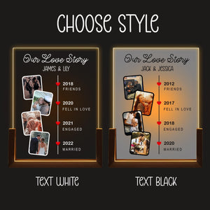 Personalized Our Love Story With Photo, Custom Couples Led Night Light, Valentines Day Gift For Him, Wedding Anniversary Gift
