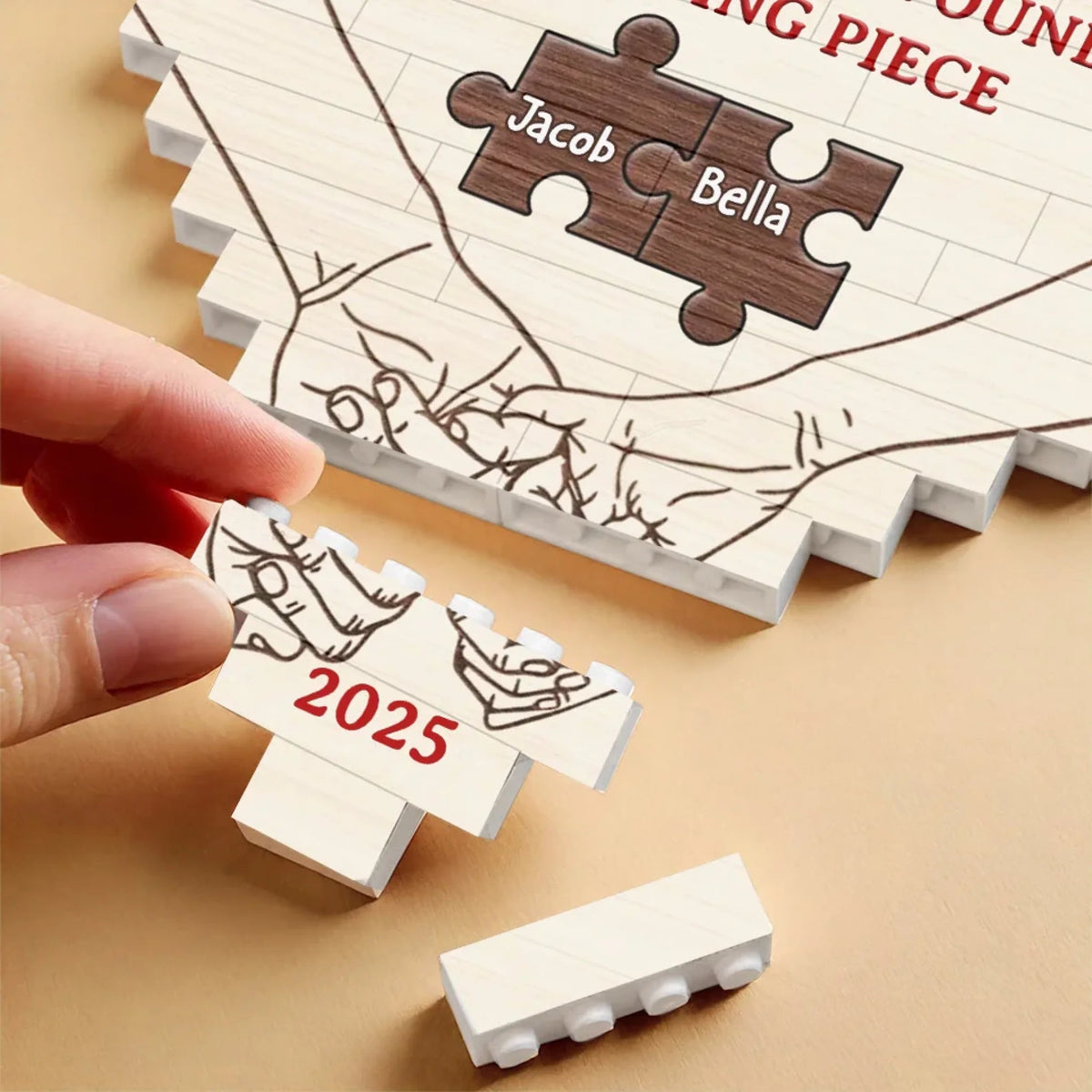 The Year I Found My Missing Piece - Personalized Building Block Puzzle - Anniversary Gift, Valentine's Day Gift For Couple