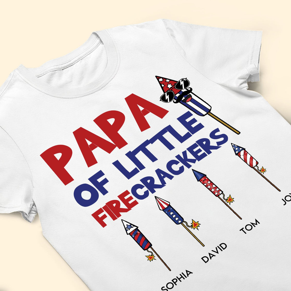 Papa Of Little Firecrackers - Personalized Apparel - 4th of July Gift For Dad, Papa