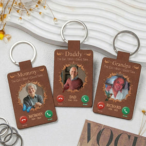 The Call I Wish I Could Take Leather Keyring Personalized Photo Memorial Keychain,