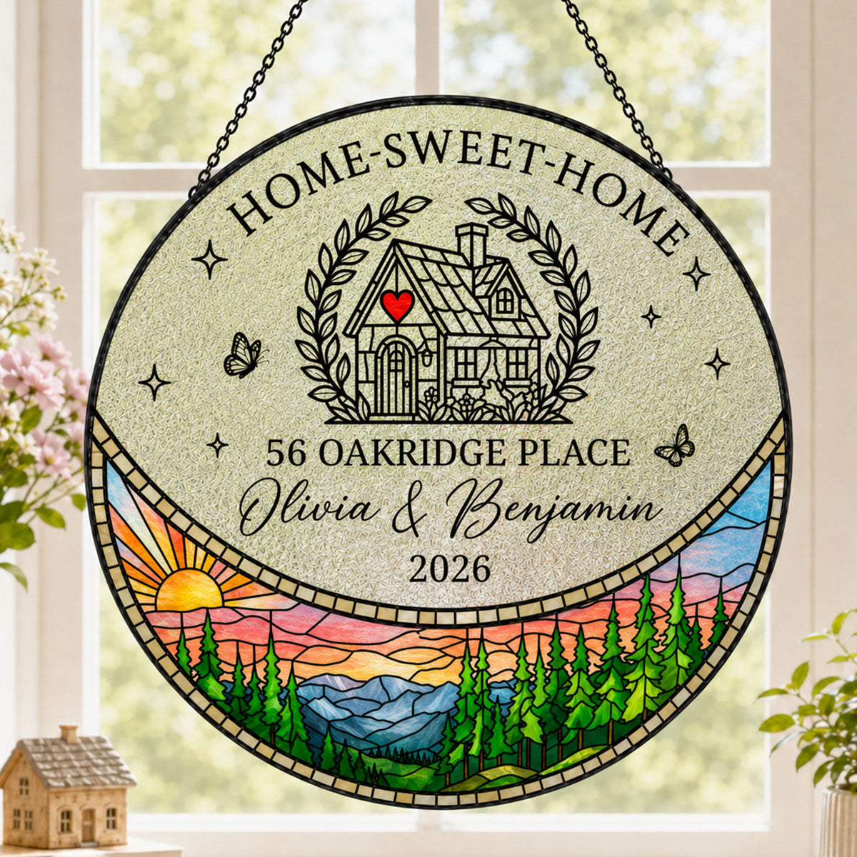 Home Sweet Home - Personalized Window Hanging Suncatcher