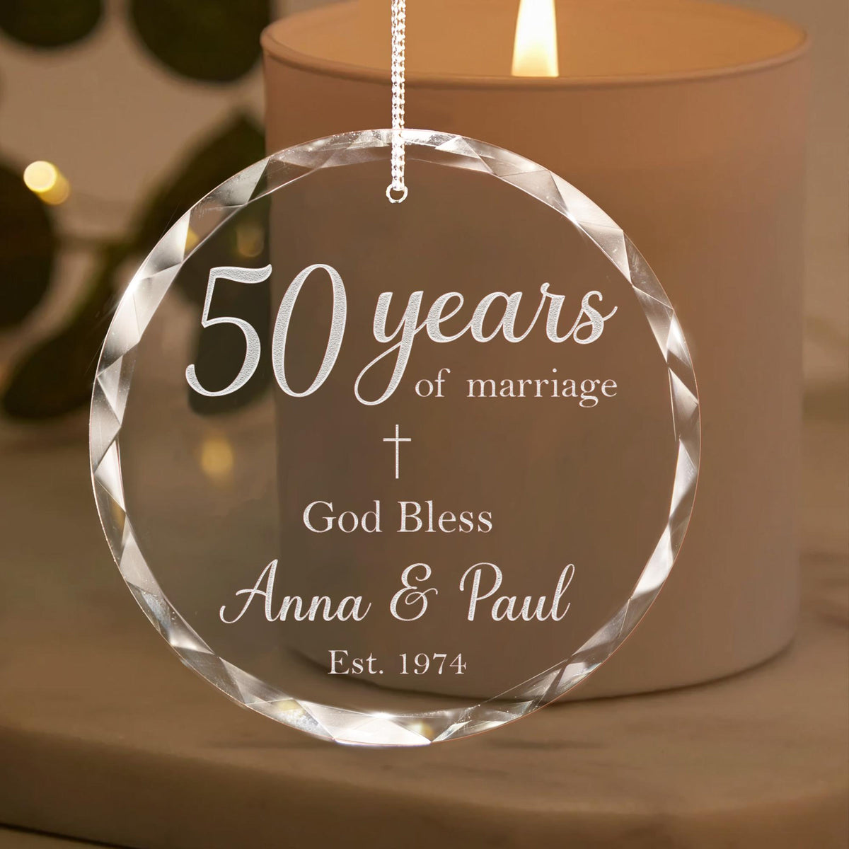 Custom 50th Wedding Ornament for Parents, Parents Golden Wedding Anniversary Gift, 50 Years of Marriage Gifts for Christian