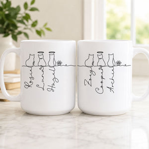 Personalised Cat Mug, Cat Memorial Gift, Cat Lovers Gift Cute Dog Cat Line Art Gift for Pet Mom/Pet Dad, Pet Lover's Gift, Cat Mug