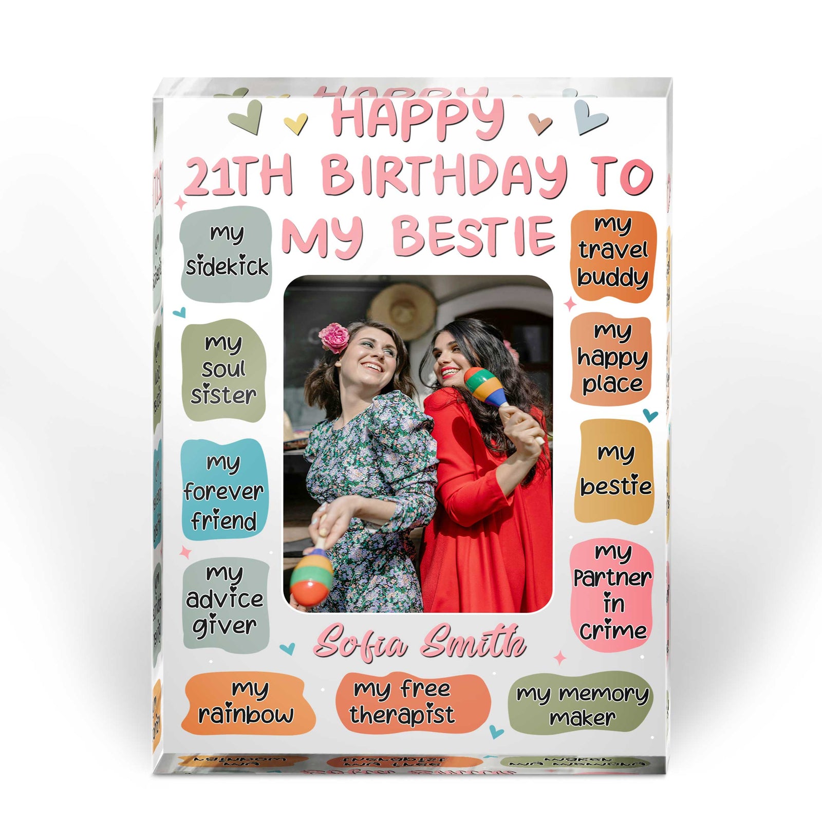 Happy Birthday To My Bestie Custom Photo - Personalized Acrylic Table Sign - Gift For Bestie, Birthday Gift