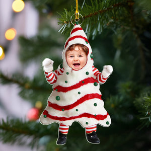 Baby Custom Photo Christmas Tree Cake - Personalized Acrylic Ornament - Christmas Gift For Baby