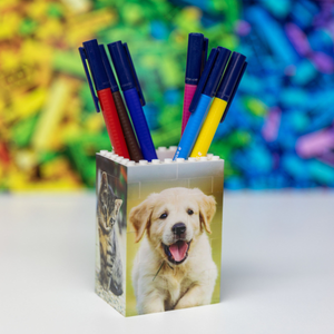 Personalized Photo Block Pen Holder Custom Brick-Style Desk Organizer Gift - Gift For Pet Owner, Dog Cat Lovers