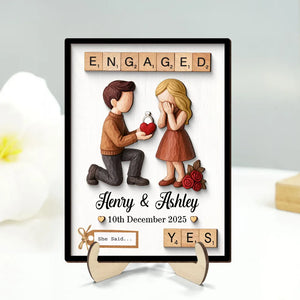Couple Engagement Proposal - Personalized Wooden Plaque - Heartfelt Gift for Her, for Him