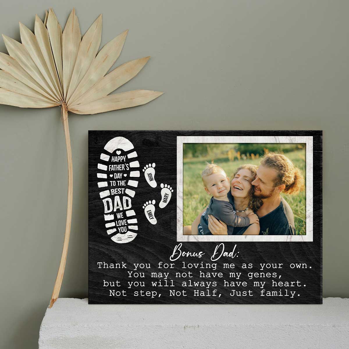 Custom Photo Happy Fathers Day Bonus Dad Gifts, Personalized Step Dad Gift, Fathers Day Gift For Step Dad