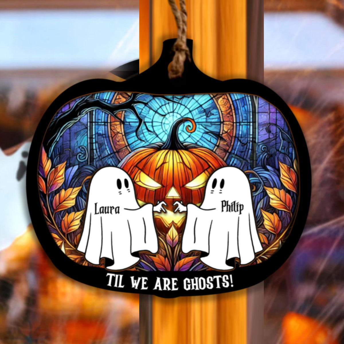 Til We're Ghost - Personalized Suncatcher Ornament - Halloween Gift For Couple
