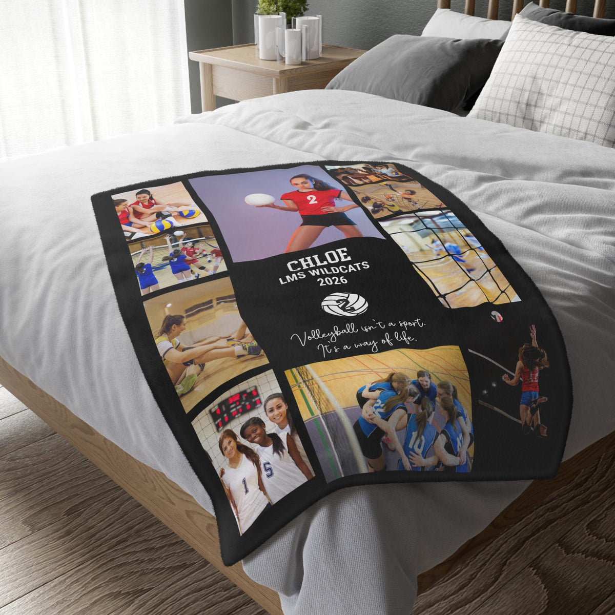 Personalized Volleyball Photo Blanket, Custom Senior Night Gift, Volleyball Team Graduation Coach Appreciation Keepsake Libero Birthday gift