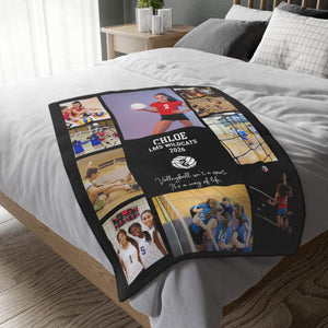 Personalized Volleyball Photo Blanket, Custom Senior Night Gift, Volleyball Team Graduation Coach Appreciation Keepsake Libero Birthday gift