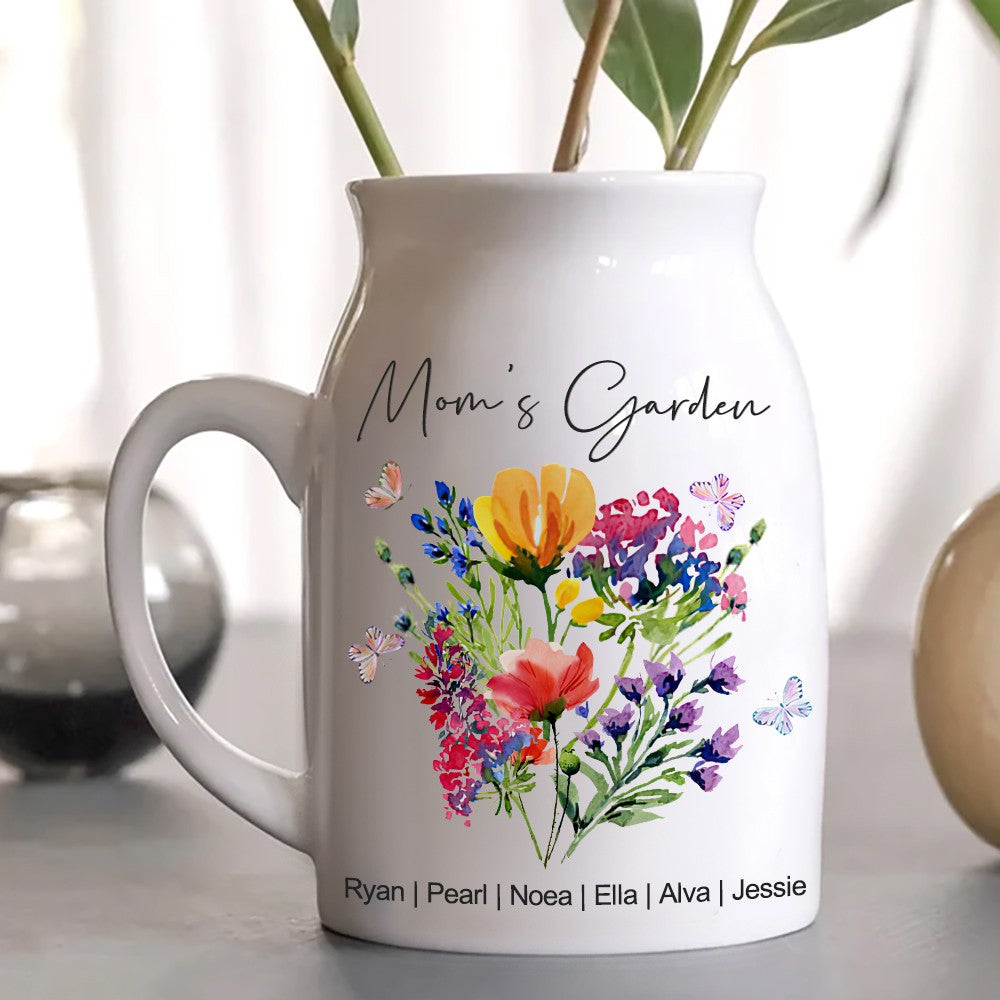 custom birth month flower plant pot Flower Bouquet Custom Grandma's Garden Vase With Grandkids Names Birth