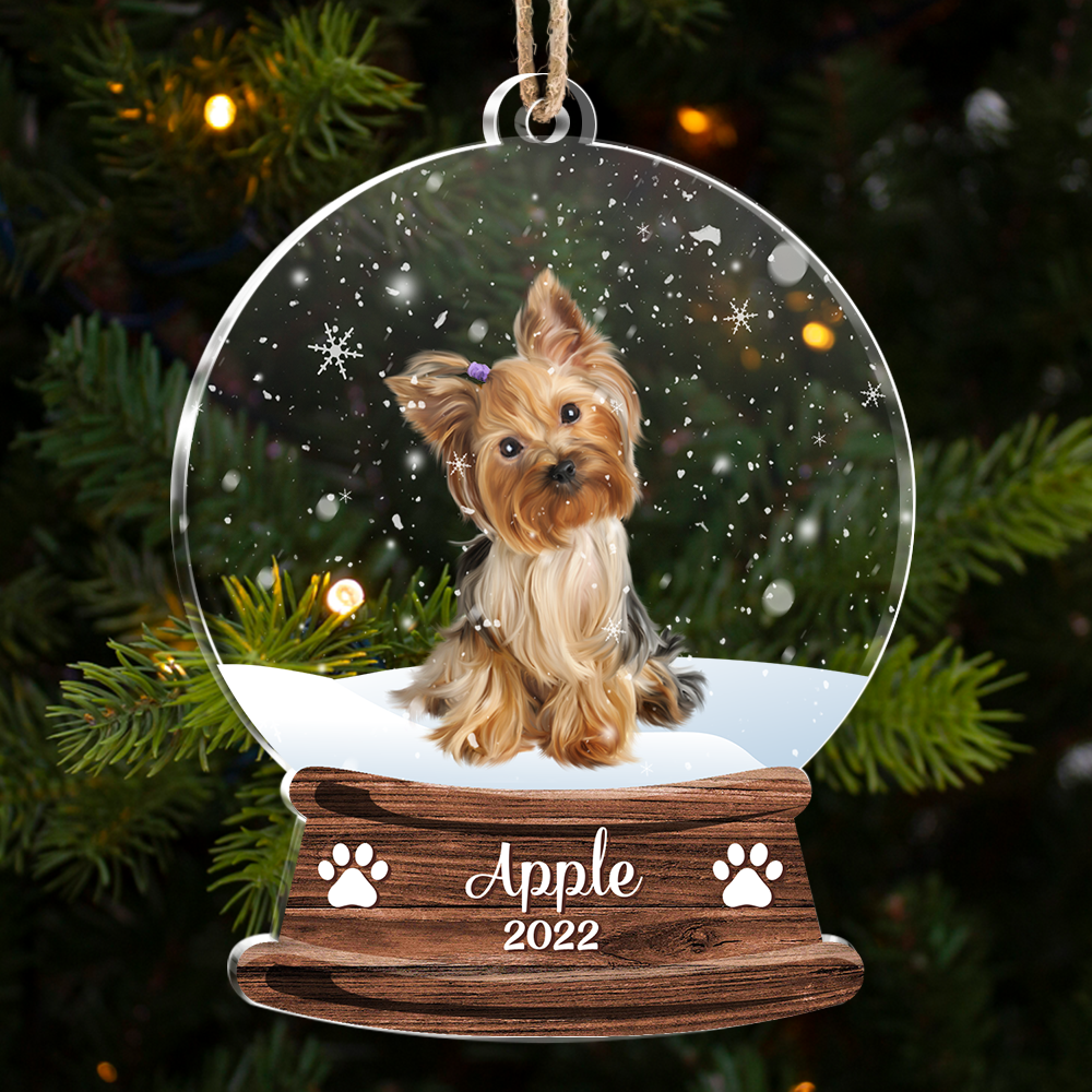 Custom Photo Snowball Pet & Family Printed Acrylic Ornament, Gift For Dog Lovers, Christmas Gift