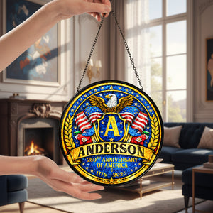 Personalized Eagle Crest Glass Suncatcher 250th Anniversary