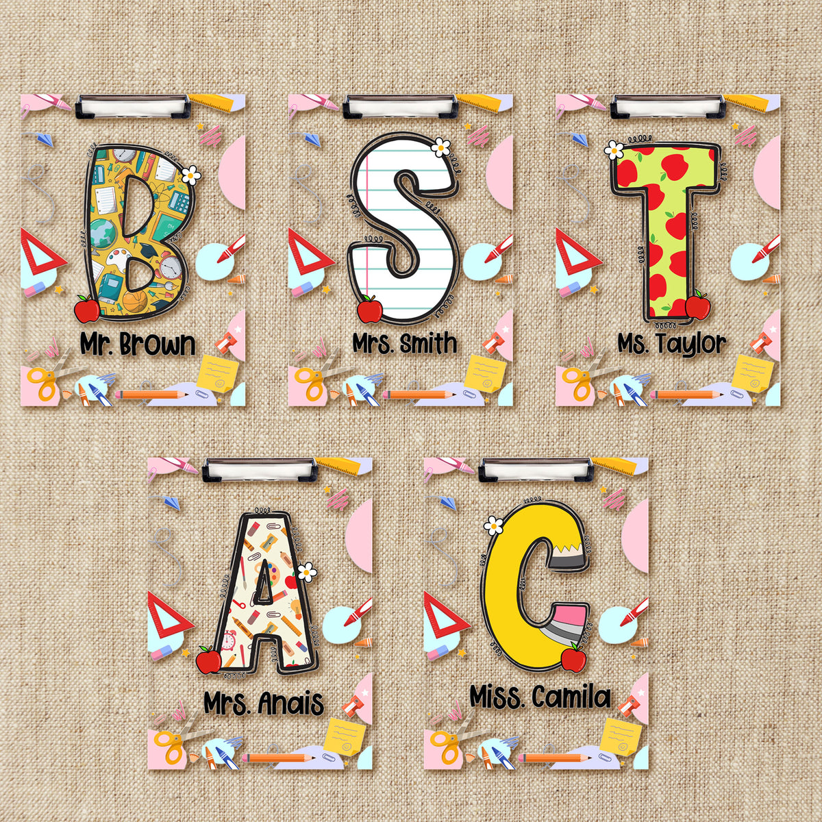 Personalized Teacher Clipboard, Custom First Letter Acrylic Clipboard For Teacher, Back To School Gift, Teacher Appreciation Gift, Teacher gift