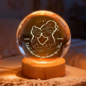 The Night You Became My Mom - Personalized Crystal Ball LED Light- Heartfelt Gift For Mom, Grandma