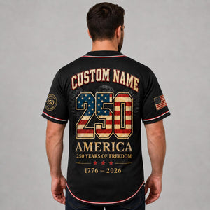 Personalized America 250 Baseball Jersey, 1776 2026 Custom Name USA 250th Anniversary Shirt, Patriotic Baseball Jersey, 4th of July Gift