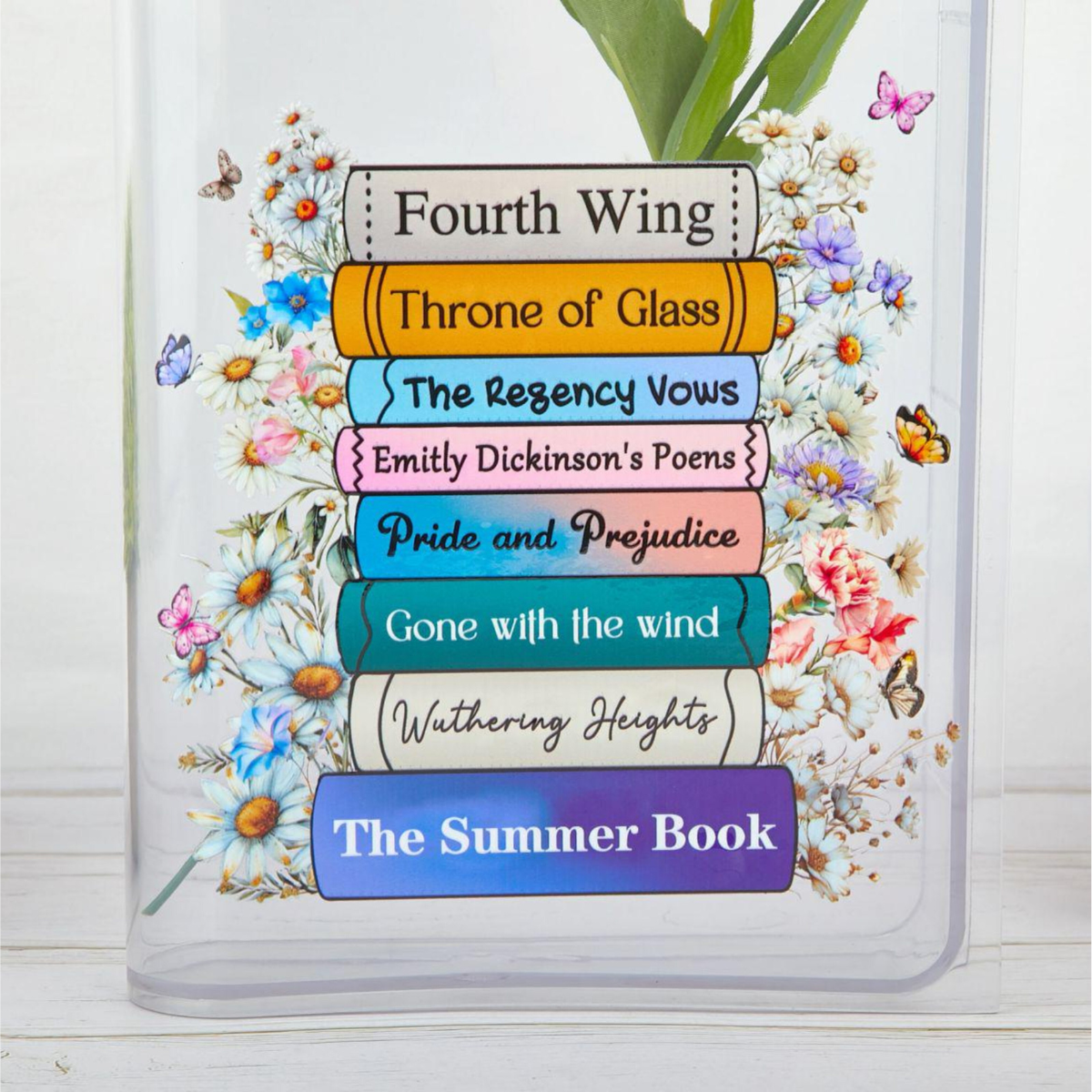 Custom Favorite Books Acrylic Vase for Flowers, Customizable with Your Favorite Book Titles, Book Shaped Flower Vase, Gift For Book Lover
