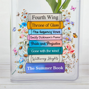 Custom Favorite Books Acrylic Vase for Flowers, Customizable with Your Favorite Book Titles, Book Shaped Flower Vase, Gift For Book Lover