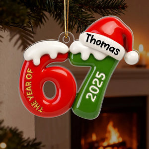Custom Name 67 Six Seven 3D Effect - Personalized Acrylic Ornament - 2025 Slang, Funny Teen Grandkid