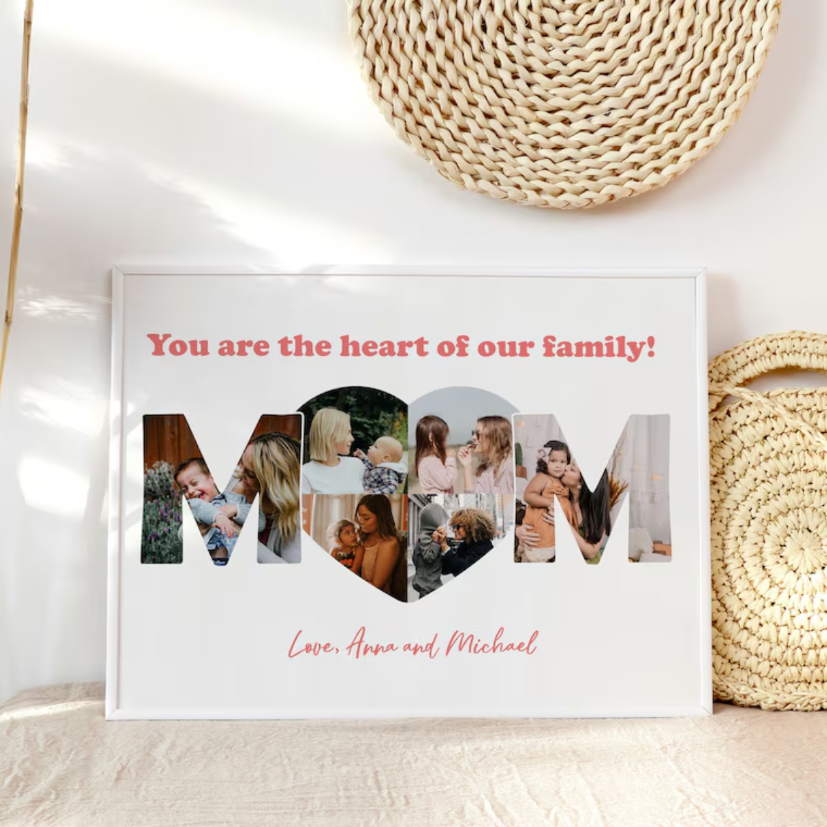 Mom You Are The Heart Photo Collage - Personalized Canvas - Gift For Mom, Mother's Day Gift