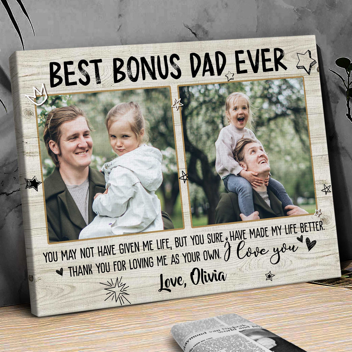 Best Bonus Dad Ever Photo Gift, Dad Gifts For Bonus Dad Step Dad 2025, Bonus Dad Gifts