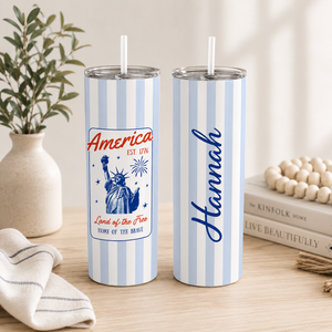Custom Patriotic America Tumbler Personalized 4th of July USA Cup, Matching Family Reunion Gift, Girls Trip Tumbler, Stainless Steel Cup