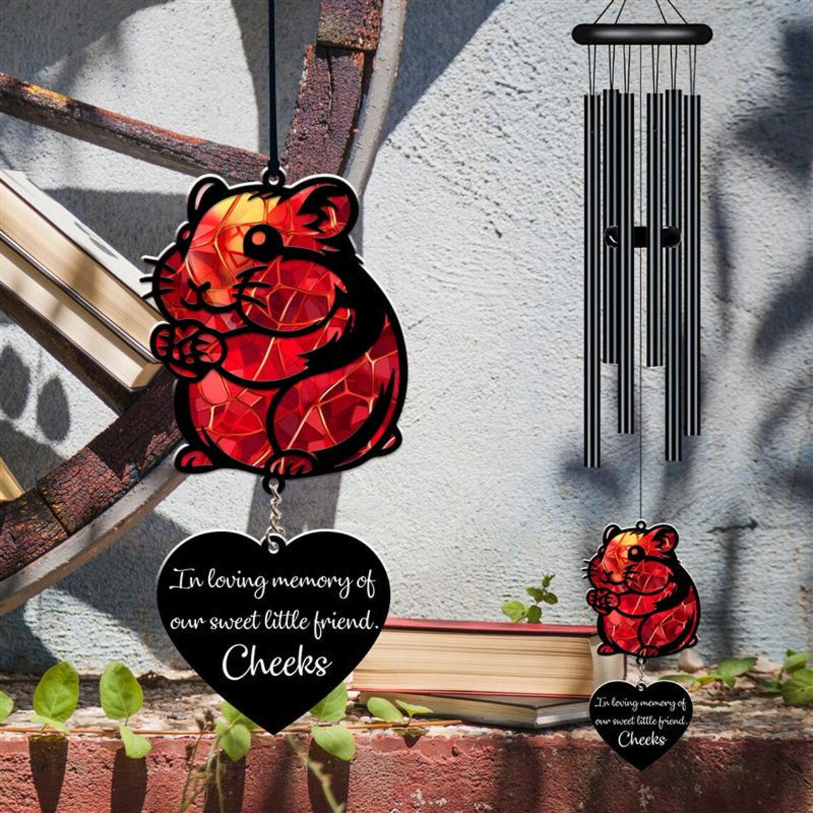 Personalized Memorial Wind Chime, Hamster Wind Chime, Mouse Suncatcher Wind Chime, In Loving Memory, Hamster Loss Gift, Sympathy Gift