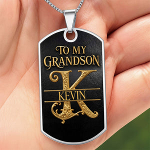 To My Grandson, Personalized Keychain, Gift For Grandson, Son