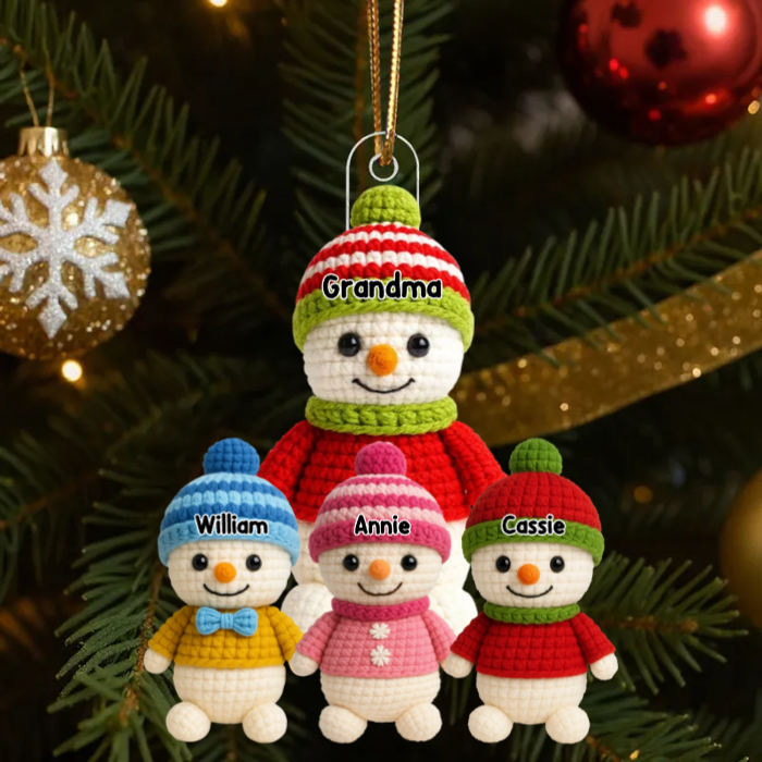 Heartwarming Grandma Grandkids Snowman - Personalized Acrylic Ornament - Christmas Gift For Family