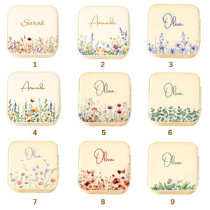 Personalized Floral Jewelry Box, Custom Name Travel Jewelry Case, Bridesmaid Gift, Wedding Gift for Her | Portable Ring & Earring Storage