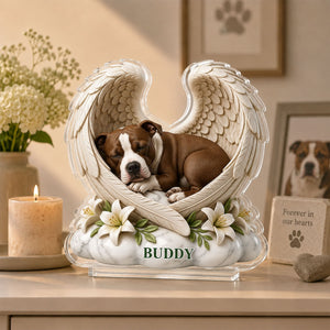 Custom Dog Cat Angel Wings Statue - Personalized Acrylic Block - Heartfelt Pet Memorial Gift