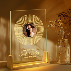Our First Dance Personalized Record Song with Lyrics Night Light, Custom Song Lyrics, LED Night Light Wedding Gift