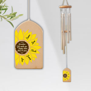 You Make Me Happy Sunflower - Personalized Windchime - Gift For Mom, Mother's Day, Birthday Gift