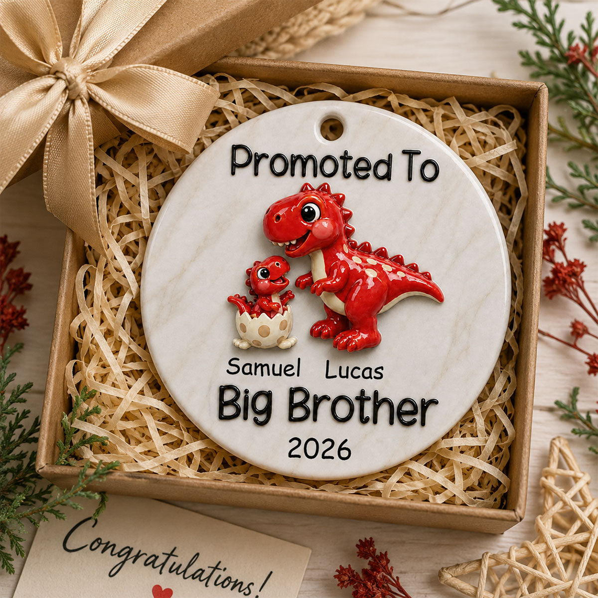 Promoted To Big Brother Big Sister - Real 3D Raised Ornament