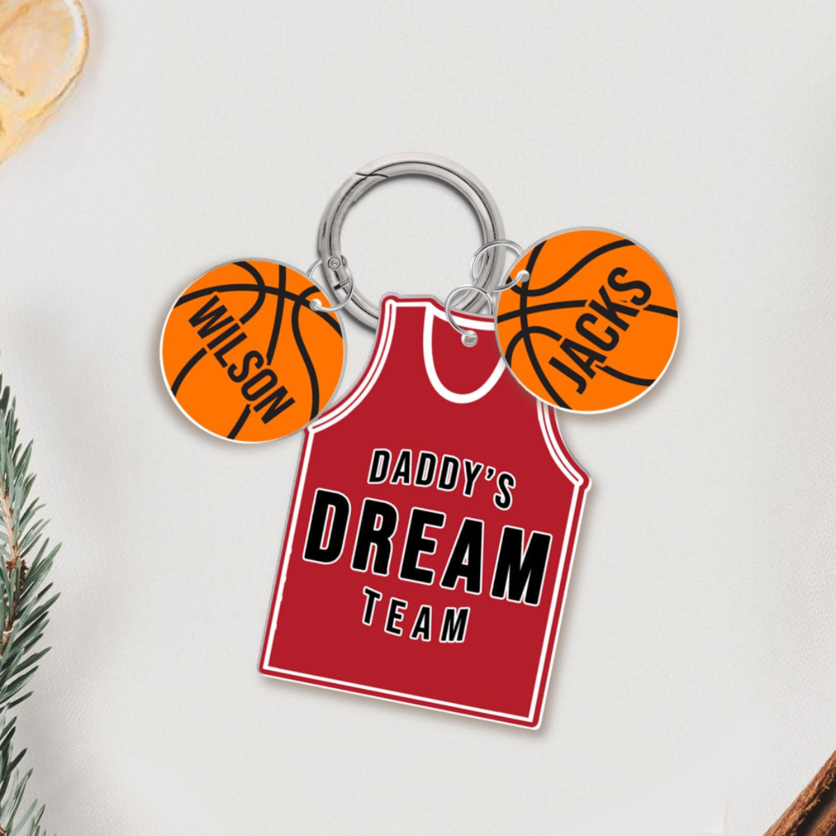 Daddy's Dream Team Keychain Gift, Basketball Dad Keyring, Personalized Father's Day Gift, Sport Dad Gift From Son Daugter, Gift For Husband