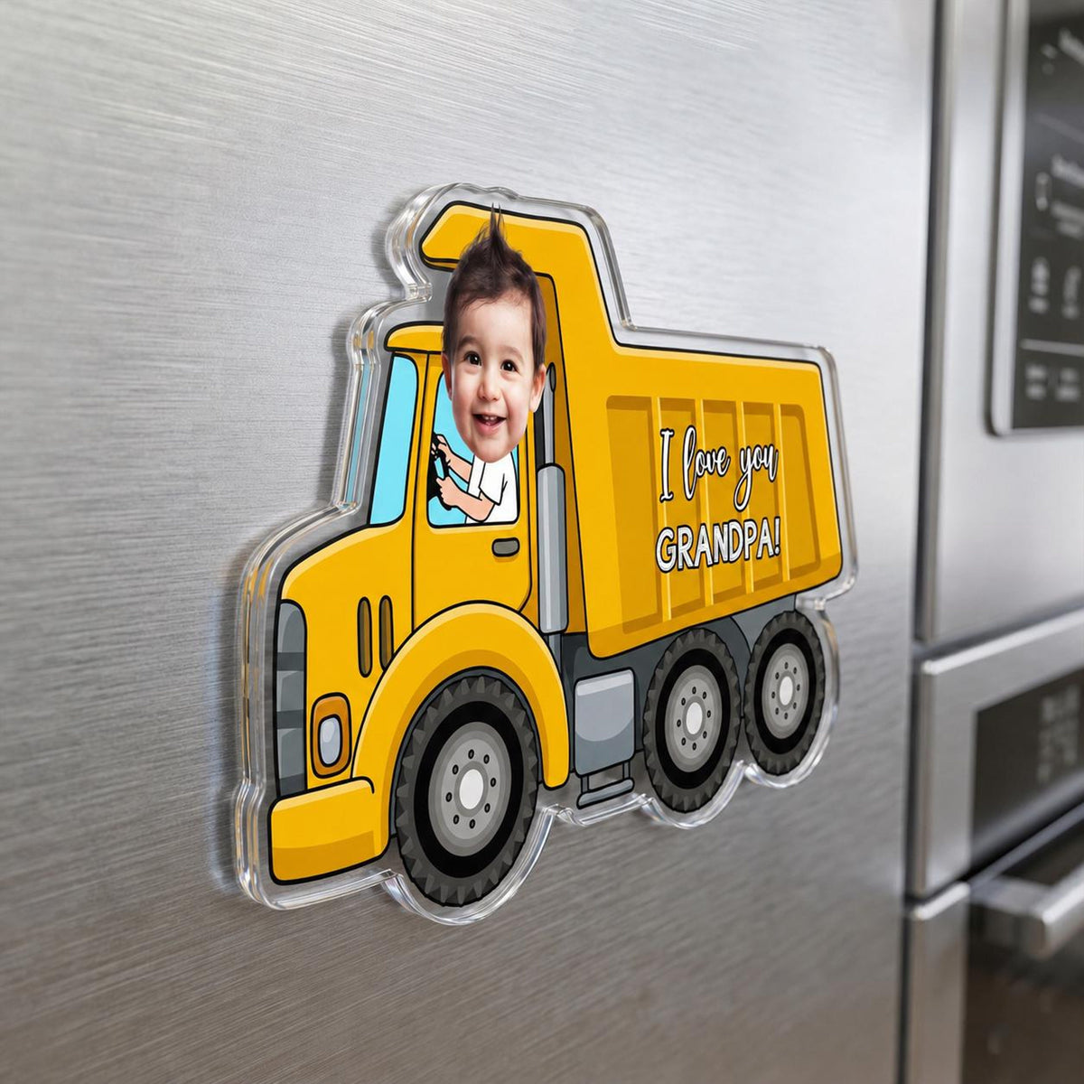 Personalized Kid Ride on Vehicle Fridge Magnet: Custom Baby Face Car Magnet, Best Gift for Dad, Mom, Gradma, Grandpa