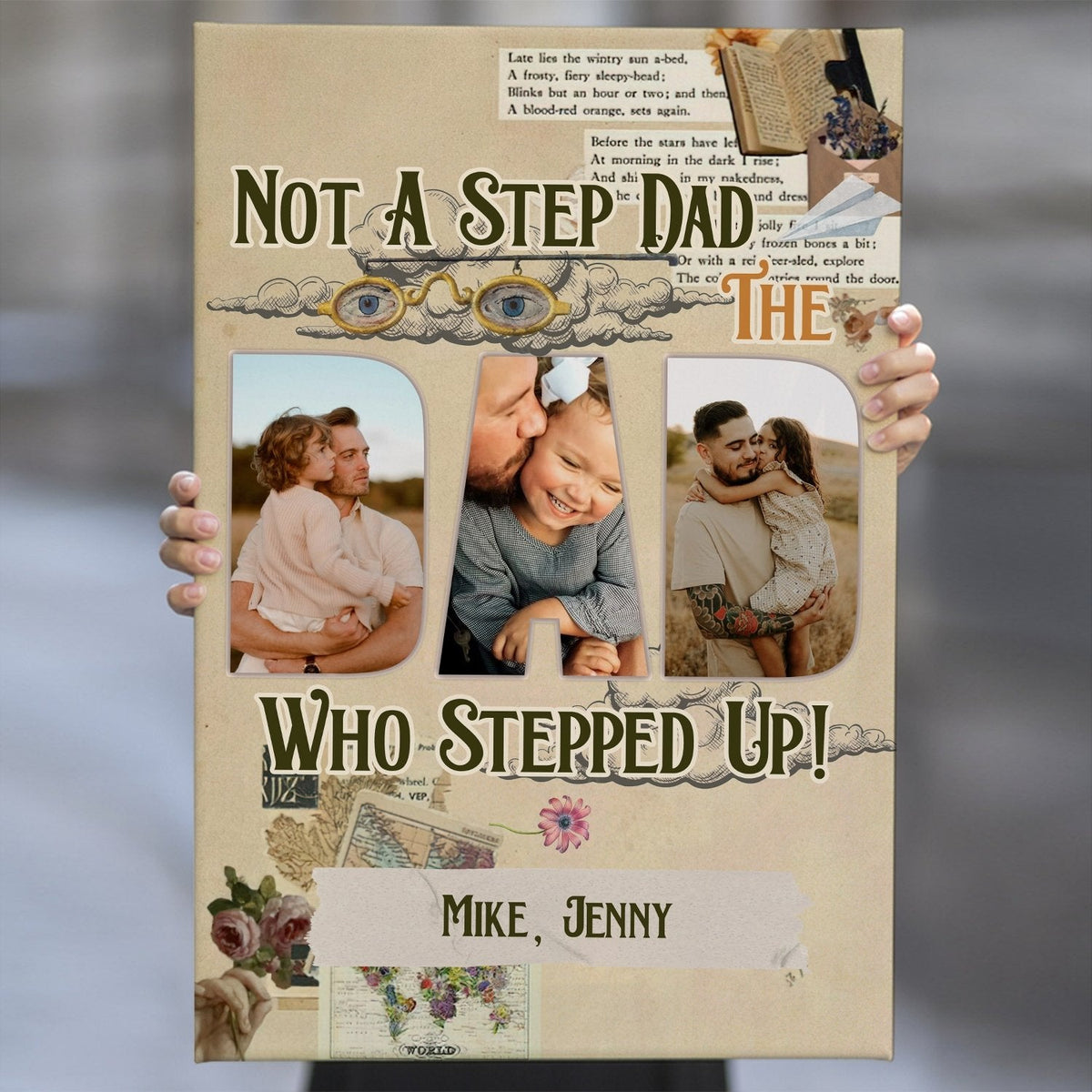 Not A Step Dad Who Stepped Up - Personalized Canvas - Gift For Dad, Father's Day, Birthday Gift