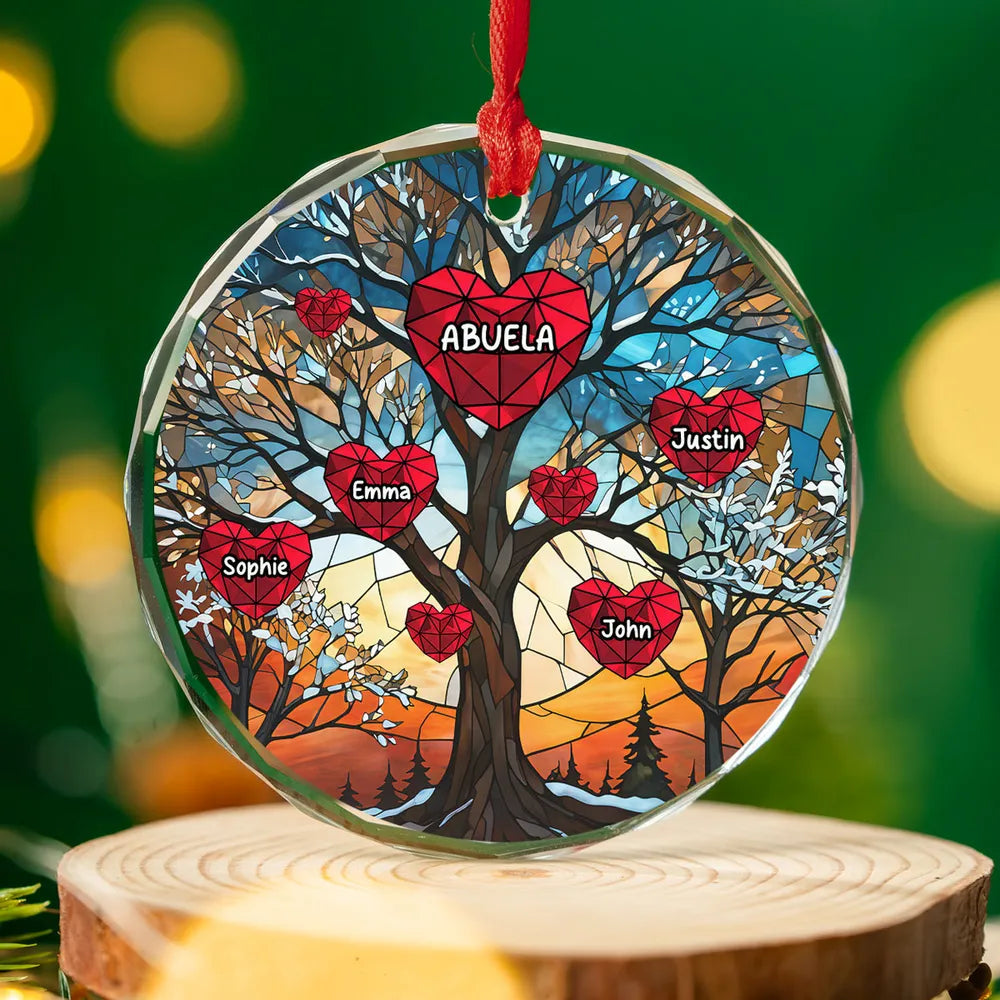My Beloved Kids Glass Effect Tree - Personalized Crystal Ornament - Christmas Gift For Mom, Grandma & Kids