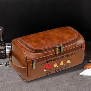 Best Farter Ever I Mean Father - Personalized Leather Toiletry Bag - Gift For Father, Gift For Grandpa, Father's Day Gift